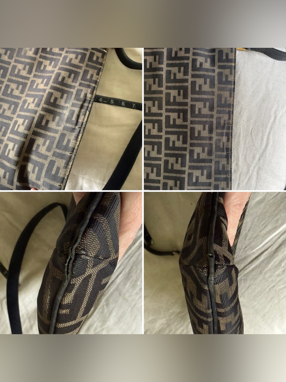 FENDI ZUCCA PRINT SHOULDER HOBO BAG TOTE LEATHER super clean - Picture 12 of 16